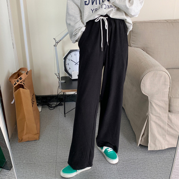 Pantaloni de dama model drept cu talie inalta - elastic