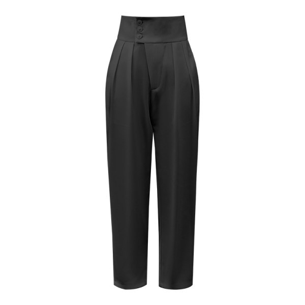 Pantaloni moderni de dama cu nasturi si talie inalta