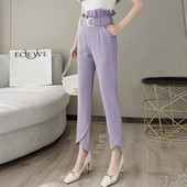 Pantaloni eleganti de dama cu curea si bucle