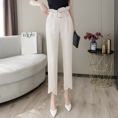 Pantaloni eleganti de dama cu curea si bucle