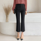 Pantaloni de dama cu talie inalta si fermoar - in doua culori