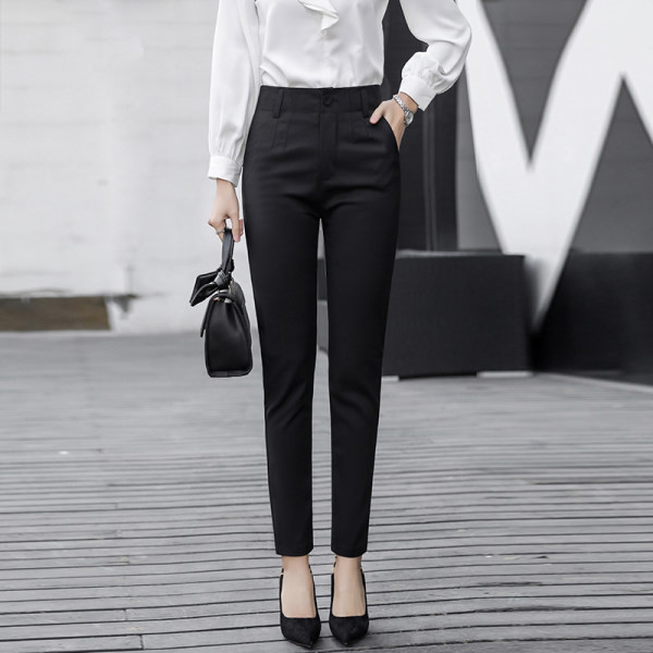 Pantaloni casual dama - model drept cu talie inalta