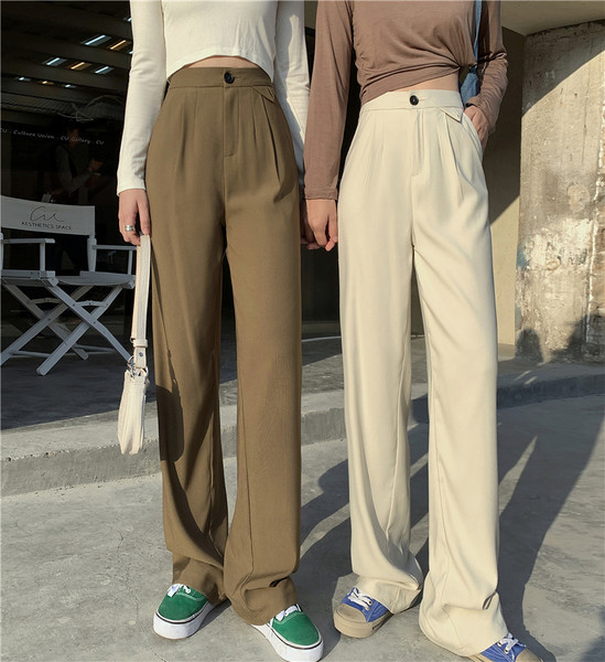 Pantaloni de primavara dama model drept cu talie inalta