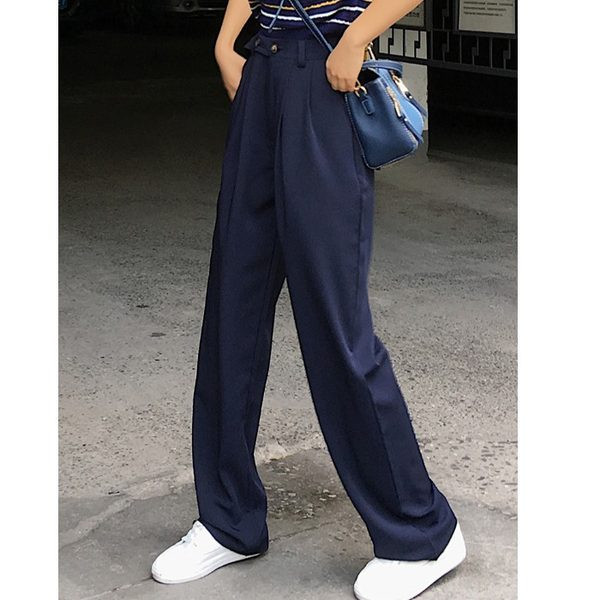 Γυναικείο φαρδύ παντελόνι σε δύο χρώματα με ψηλή μέση