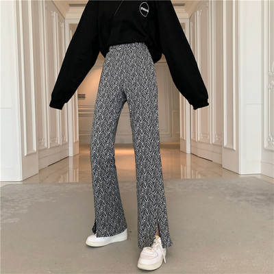 Pantaloni largi de dama de primavara cu talie inalta