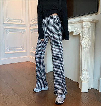 Pantaloni largi de dama de primavara cu talie inalta