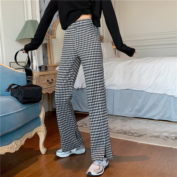 Pantaloni largi de dama de primavara cu talie inalta