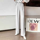 Pantaloni lungi și largi de damă cu talie înaltă