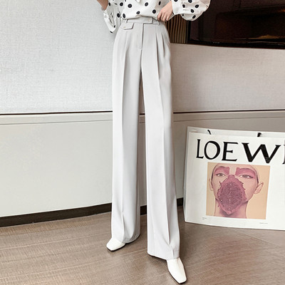 Pantaloni lungi și largi de damă cu talie înaltă