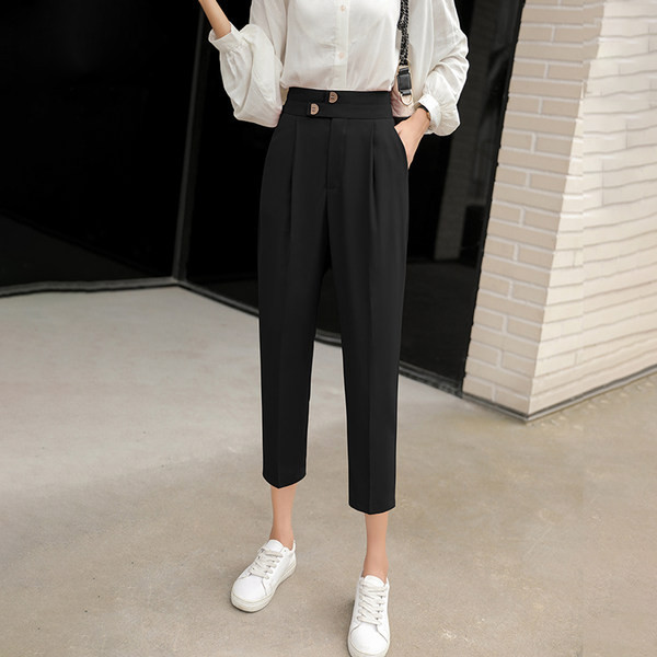 Pantaloni de dama moderni cu talie inalta - model larg