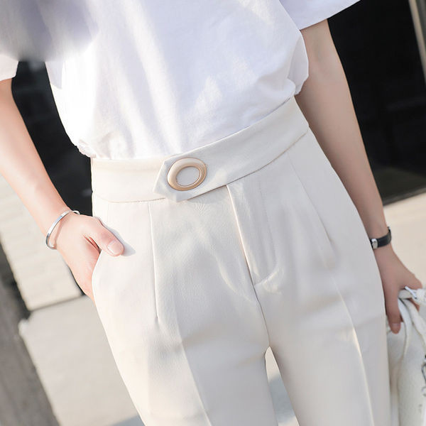 Γυναικείο παντελόνι με υψηλή μέση και μήκος 9/10 κατάλληλο για το καλοκαίρι