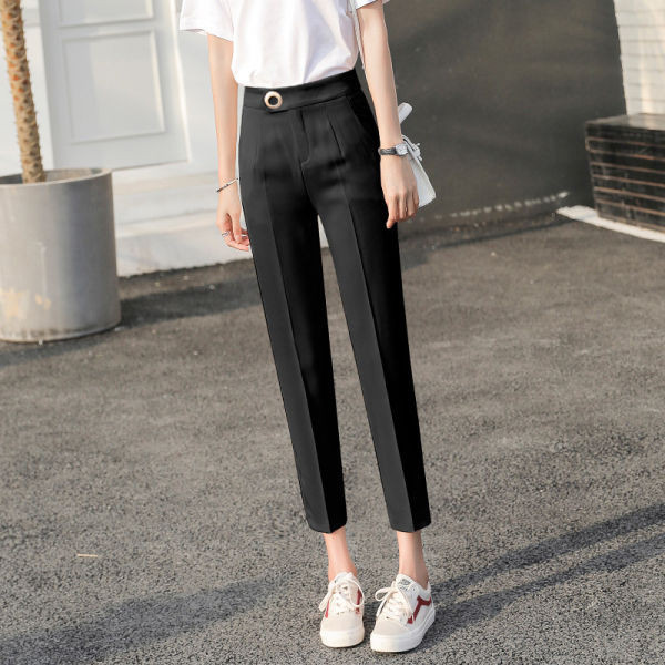 Γυναικείο παντελόνι με υψηλή μέση και μήκος 9/10 κατάλληλο για το καλοκαίρι