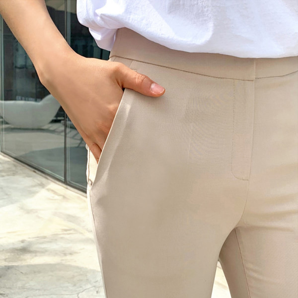 Pantaloni casual dama cu lungimea de 9/10 in negru si bej