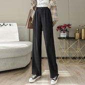 Pantaloni largi de dama cu talie inalta in negru