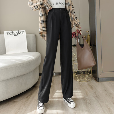 Pantaloni largi de dama cu talie inalta in negru