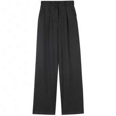 Pantaloni negri casual cu model cu talie înaltă