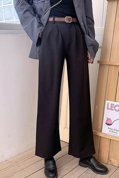 Pantaloni negri casual cu model cu talie înaltă