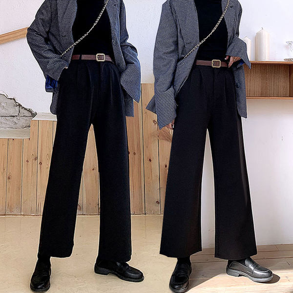 Pantaloni negri casual cu model cu talie înaltă