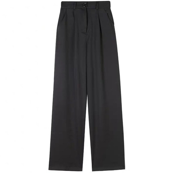 Pantaloni negri casual cu model cu talie înaltă