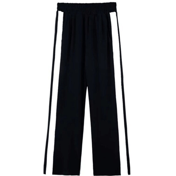 Pantaloni casual dama cu margini si talie inalta