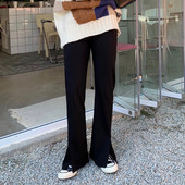 Pantaloni de damă la modă, cu talie înaltă și crapatură