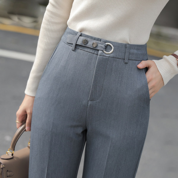 Pantaloni moderni de dama cu buzunar in culorile gri si negru