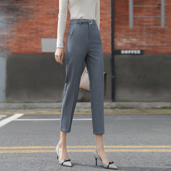 Pantaloni moderni de dama cu buzunar in culorile gri si negru