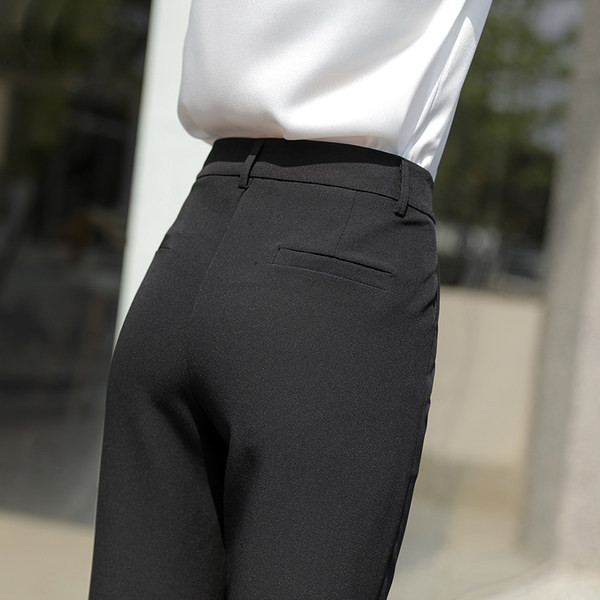 Pantaloni eleganti de dama cu talie inalta - culoare neagra