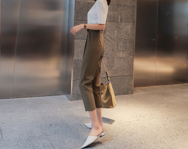 Ležerne ženske hlače visokog struka dužine 7/8