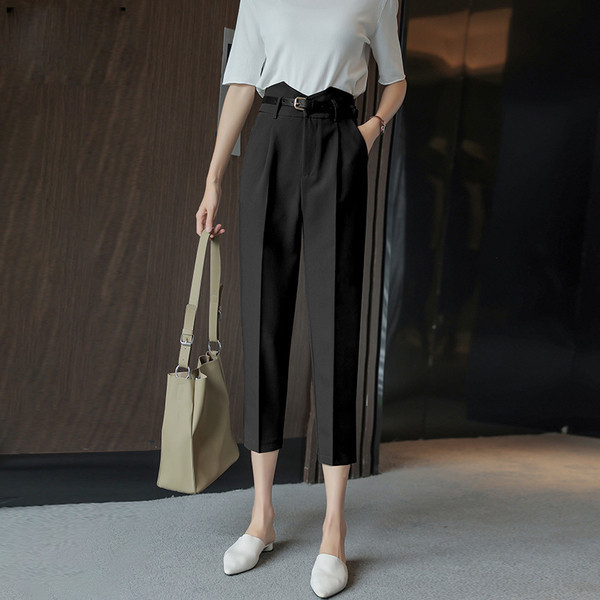 Ležerne ženske hlače visokog struka dužine 7/8