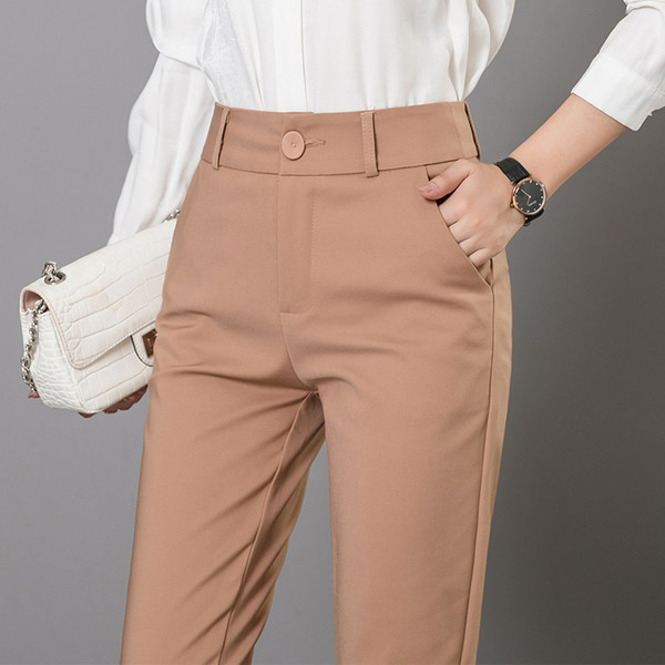 Pantaloni moderni de dama cu talie inalta in mai multe culori