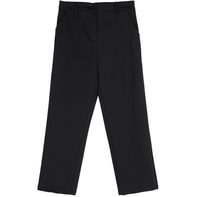 Pantaloni negri de dama cu talie inalta si nasture