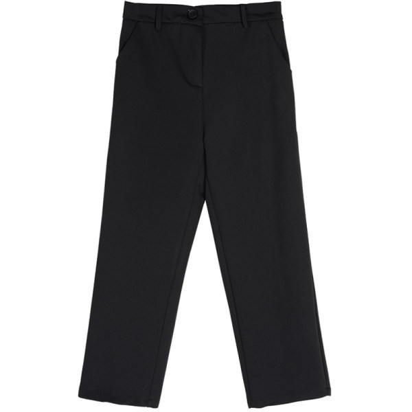 Pantaloni negri de dama cu talie inalta si nasture