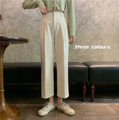 Pantaloni de dama model drept cu lungime 9/10 si talie inalta