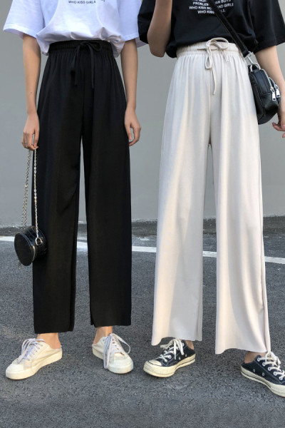 Pantaloni largi casual cu cravate