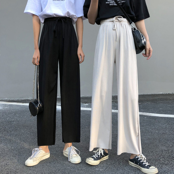 Pantaloni largi casual cu cravate