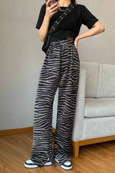 Pantaloni largi de primavara pentru femei cu talie inalta