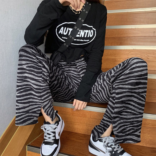 Pantaloni largi de primavara pentru femei cu talie inalta