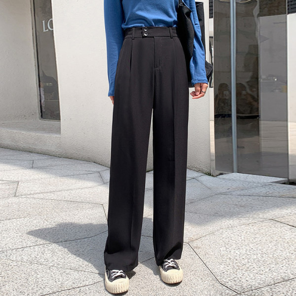 Pantaloni largi de dama moderni cu buzunare si talie inalta