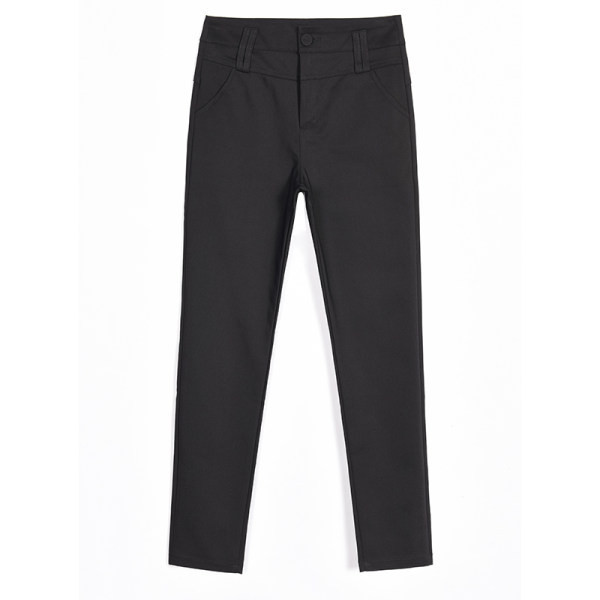 Pantaloni de dama moderni cu talie inalta si buzunare - model drept