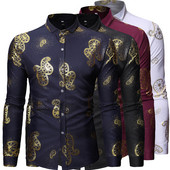 Cămașă de ultimă oră pentru bărbați cu model și guler clasic