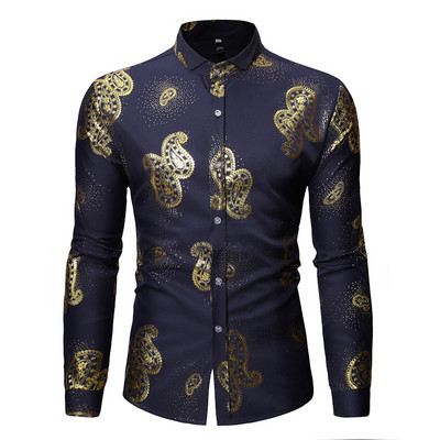 Cămașă de ultimă oră pentru bărbați cu model și guler clasic