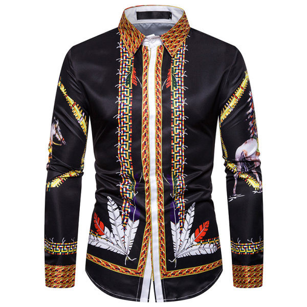 Cămașă modernă pentru bărbați cu model și model cu mâneci lungi
