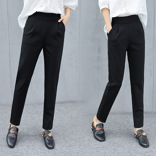 Pantaloni eleganti de dama cu talie inalta si buzunare