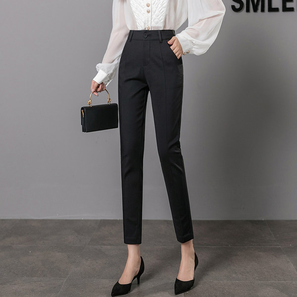 Pantaloni eleganti de dama model nou cu talie inalta si crapaturi