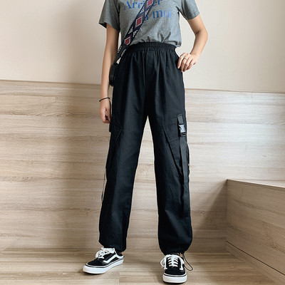 Pantaloni de dama sport-casual cu buzunare si talie elastica