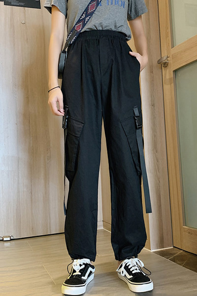 Pantaloni de dama sport-casual cu buzunare si talie elastica