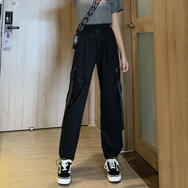 Pantaloni de dama sport-casual cu buzunare si talie elastica