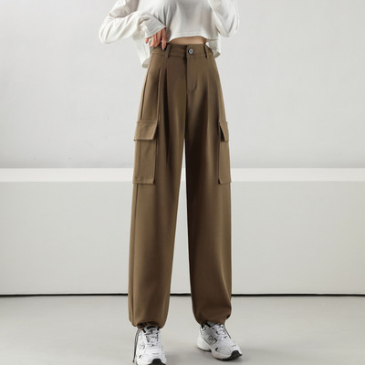 Casual γυναικείο παντελόνι με τσέπη και ψηλή μέση