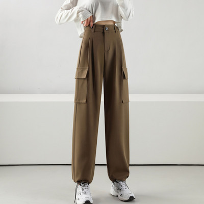 Casual γυναικείο παντελόνι με τσέπη και ψηλή μέση